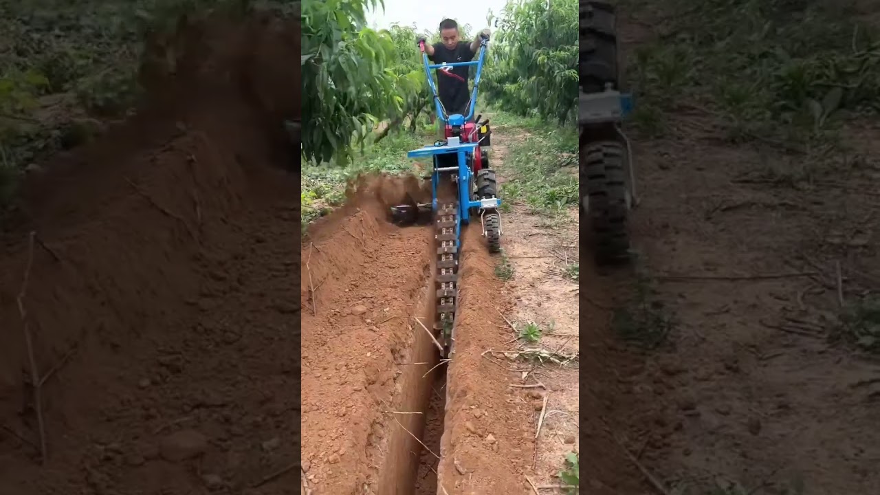 Mini handheld chain trencher ditch digger #trencher #chaintrencher #ditching #ditcher