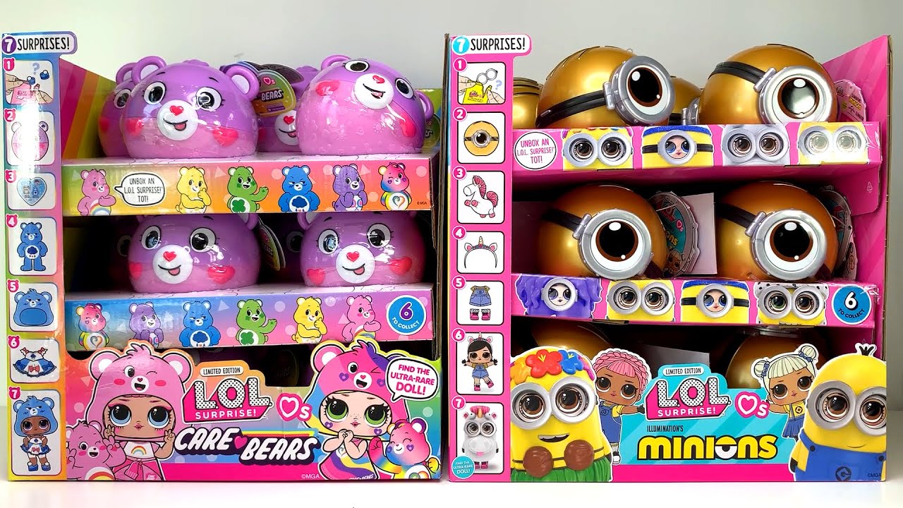 NEW! LOL Surprise Care Bears and Minions FULL CASE - Relaxing Unboxing ASMR Sounds NO Talking
