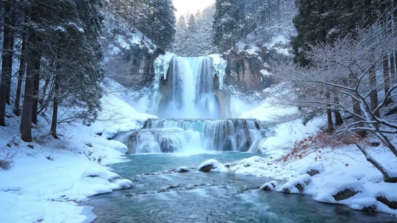 Невероятная Природа Японии — Зимние Водопады Без Камеры Движения