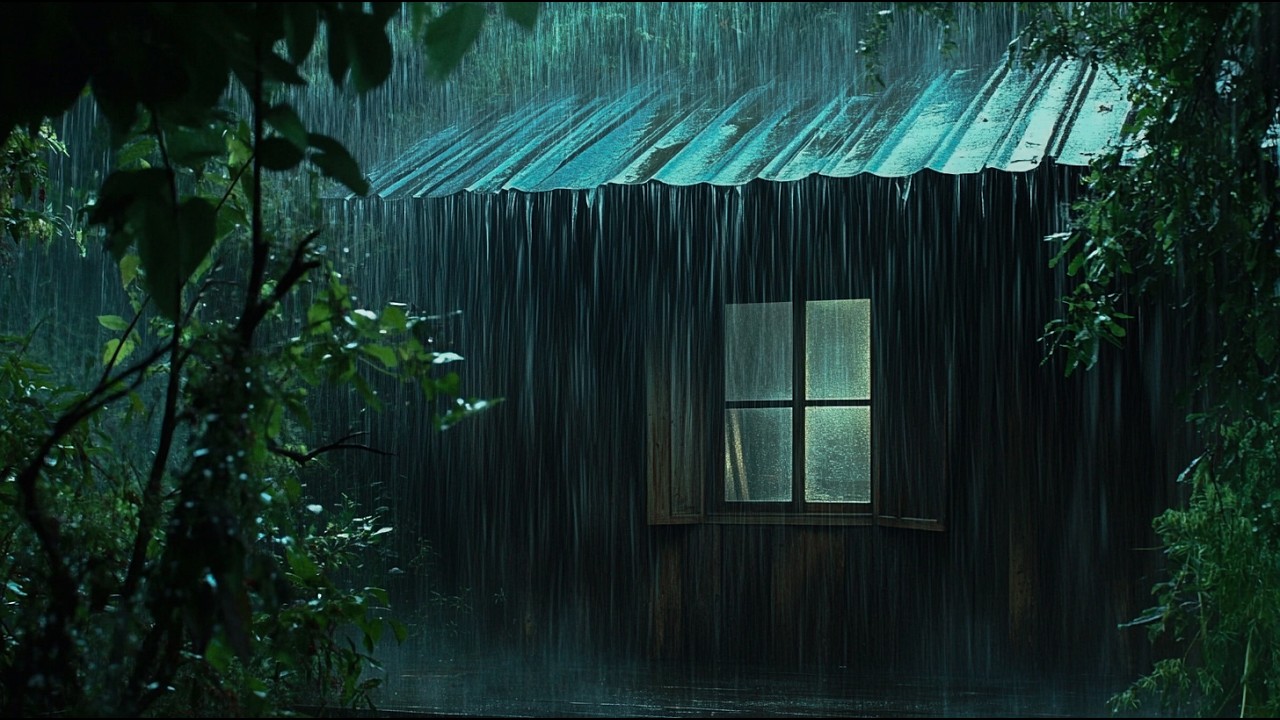 99% Will Fall Asleep Fast 🌧️ Powerful Rain & Heavy Thunder on a Forest House Roof at Night