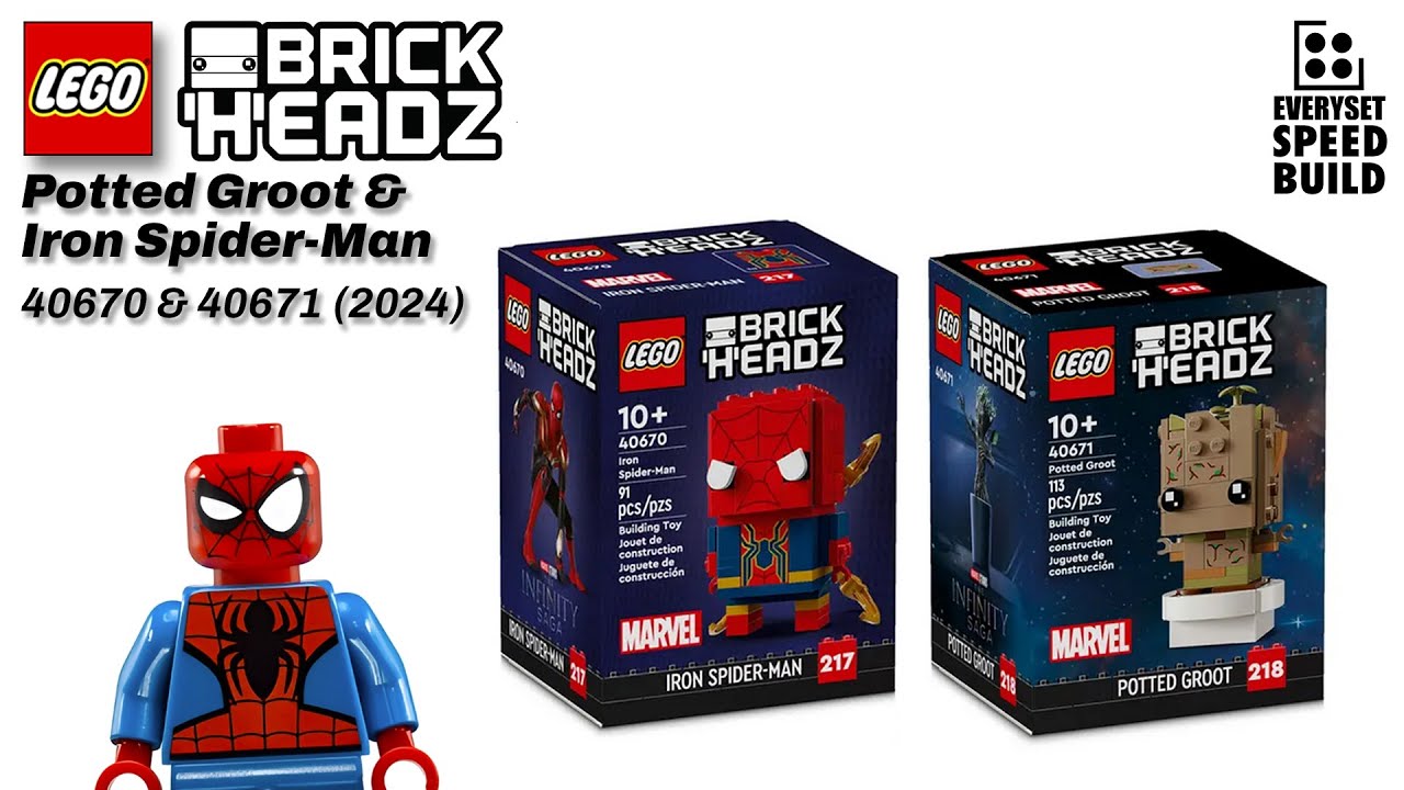 LEGO Brickheadz - Potted Groot & Iron Spider-Man - 40670 & 40671 Speed Build