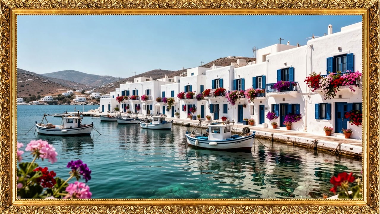 Charming Greek Fishing Village – Scenic 4K | TV Wallpaper