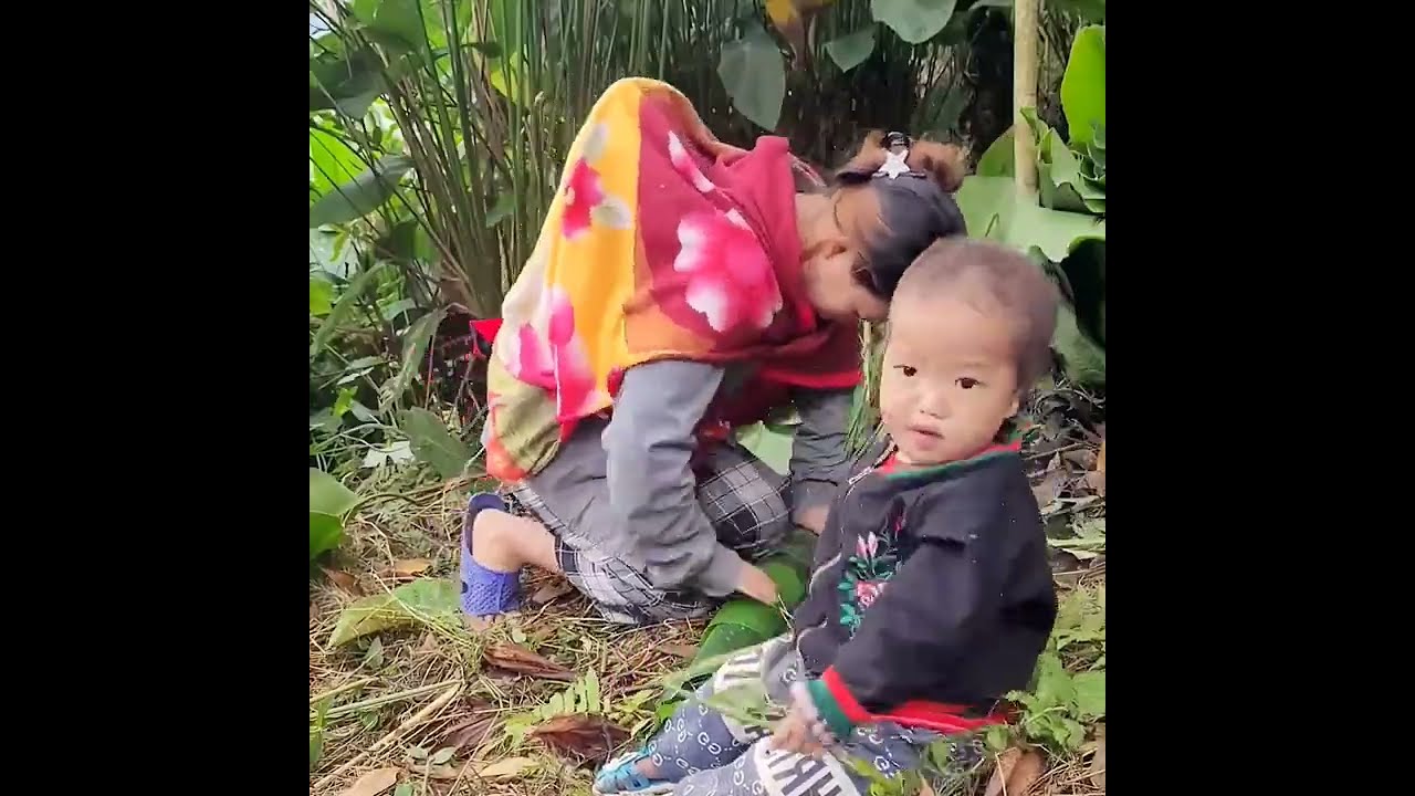 FULL VIDEO 60 days Single Mom Building and Survival, harvesting and cooking food with 2 POOR child