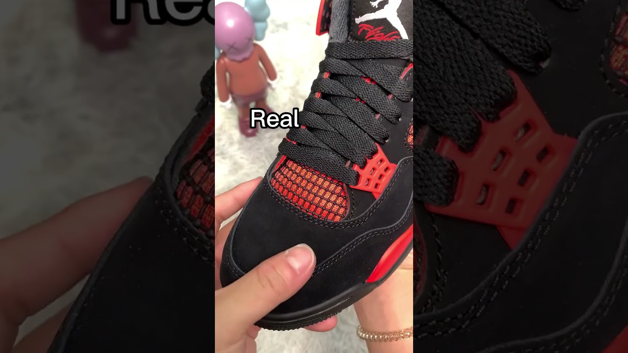 Spot Fake vs. Real Air Jordan 4 'Red Thunder' - Protect Your Collection ⚡🔴 #AJ4 #sneakerreviews