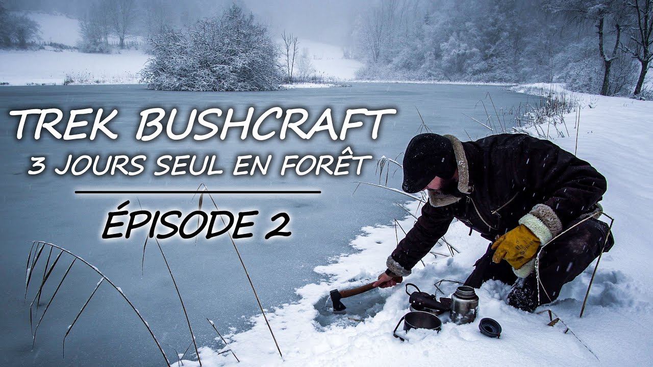 TREK BUSHCRAFT 3 jours seul en forêt (épisode 2) neige, tipi, poêle à bois et bonne bouffe