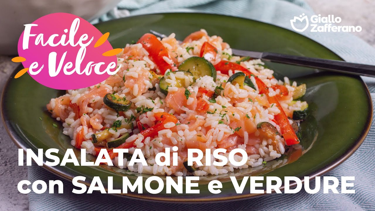 INSALATA di RISO con SALMONE e VERDURE: FACILE, VELOCE e COLORATA🥰💚🌞