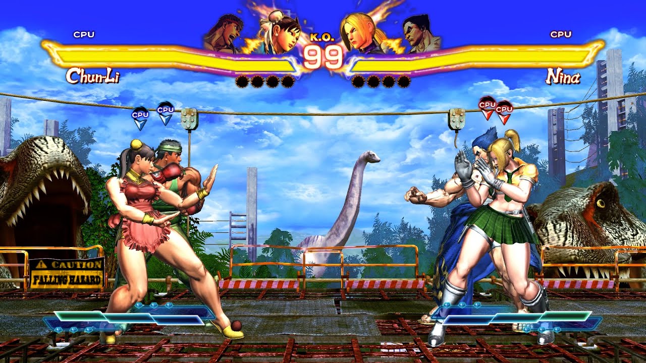 Ryu & Chun-Li vs Kazuya & Nina! Incredible CPU Tussle!