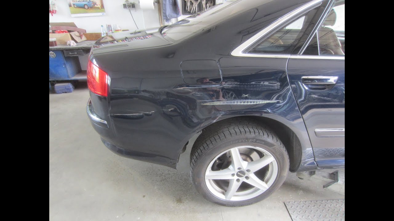 Aluminium Reparatur Instandsetzung Audi A8 Seitenwand Delle Beule Kratzer Unfall ausbeulen
