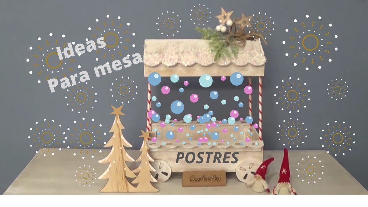 Carrrito para mesa de dulces candy bar navide&ntilde;o