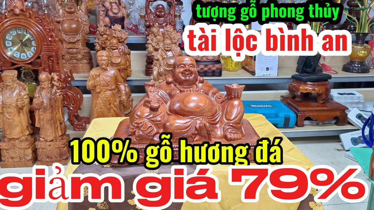 Tượng gỗ phong thủy tài lộc bình an cam kết 100% gỗ hương đá  