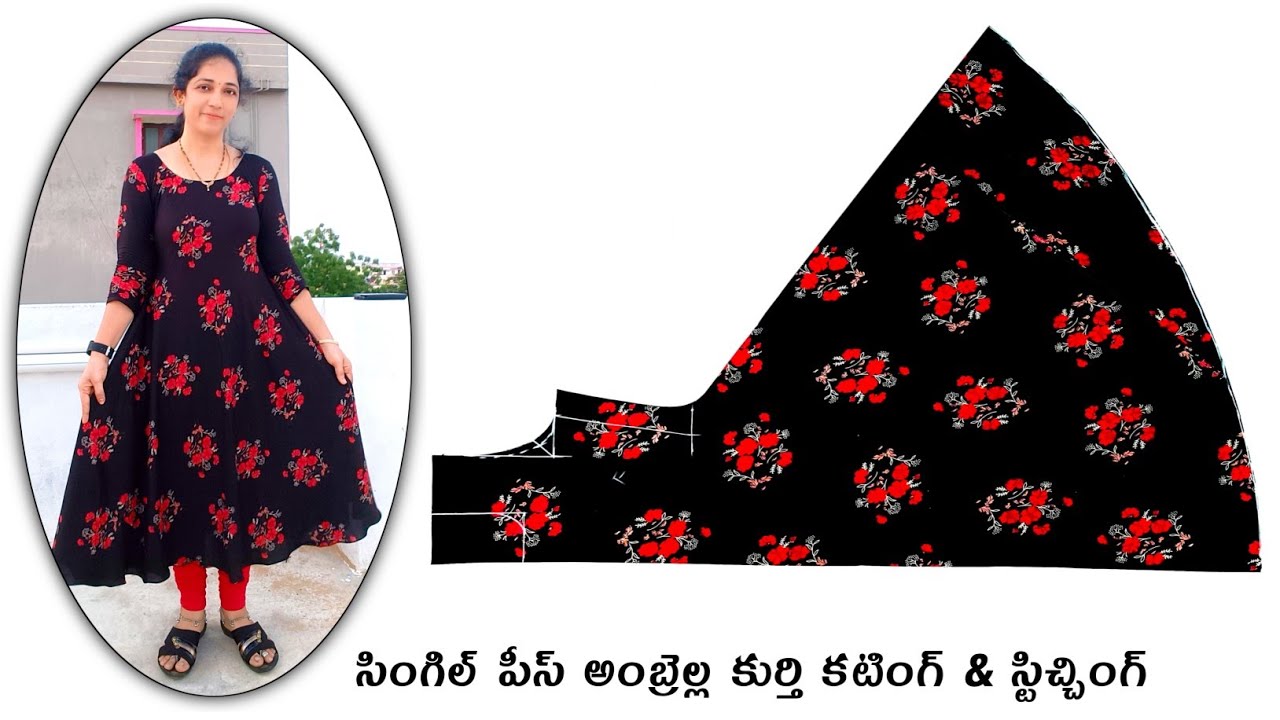 One Piece Umbrella Cut Kurti Cutting & Stitching /Single piece umbrella cut kurti /Full circle kurti