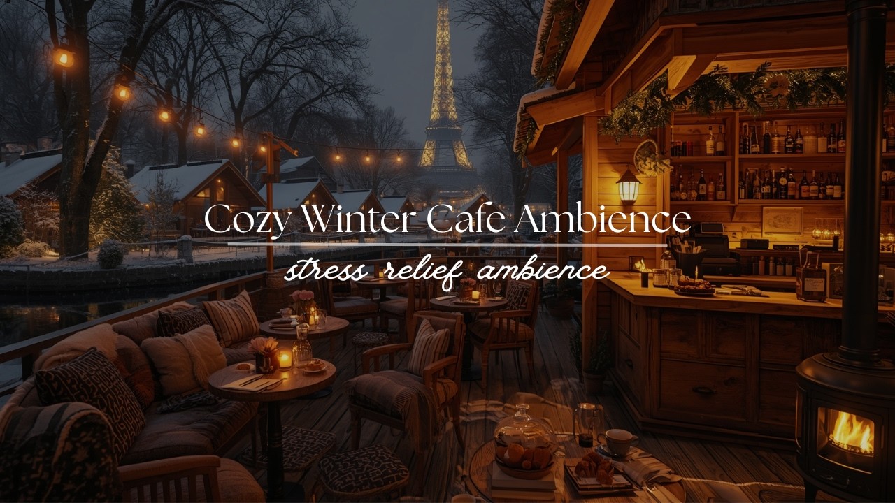 Cozy Winter Café in Paris ❄️☕ Relaxing Jazz Music, Gentle Snowfall & Warm Coffee Ambience