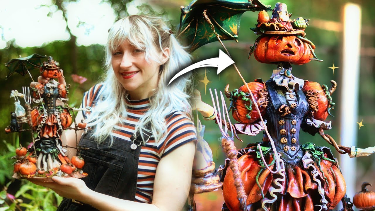 Леплю викторианскую тыквенную даму, потому что НАКОНЕЦ-ТО октябрь 🎃