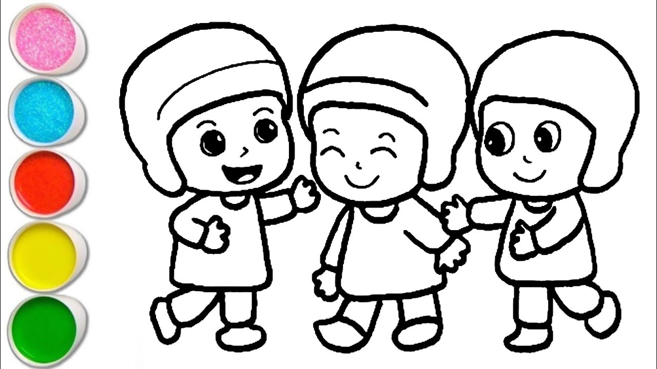 Cute Pocoyo Friends Drawing, Painting and Coloring For Kids and Toddlers_ Easy Drawing
