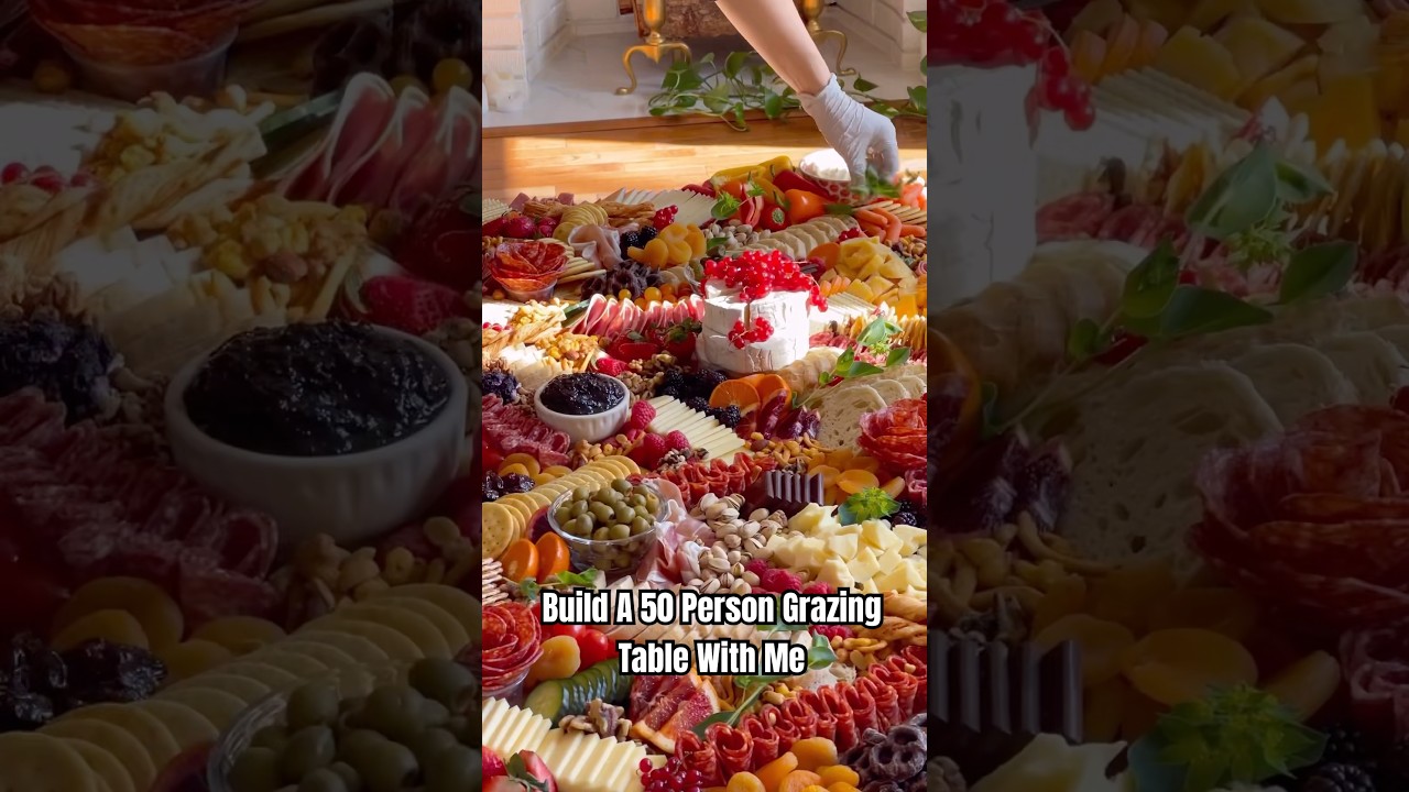 Build a MASSIVE 50 Person Grazing Table With Me 🍓🧀🍇💛🫒 #charcuterie #grazingtable #nj