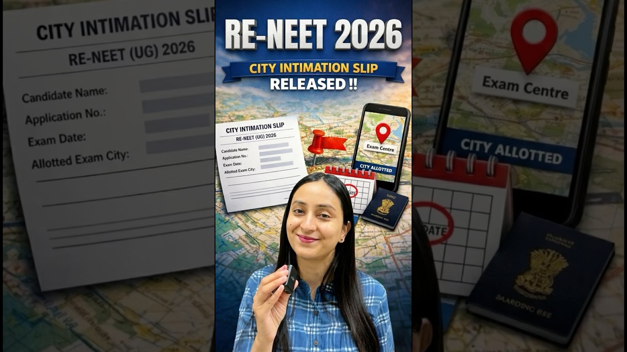 RE-NEET 2026 City Intimation Slip Out !!! 🔥 #neet2026 #neet #reneet2026 #reneet #city #trending #yt