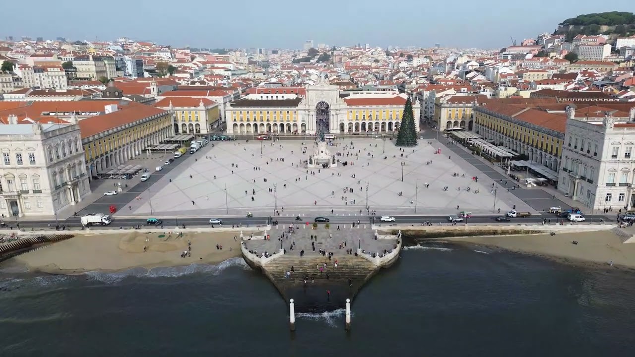 Pra&ccedil;a do Com&eacute;rcio or Commerce Plaza by DRONE!  GREAT SQUARE! - Lisbon Portugal - ECTV