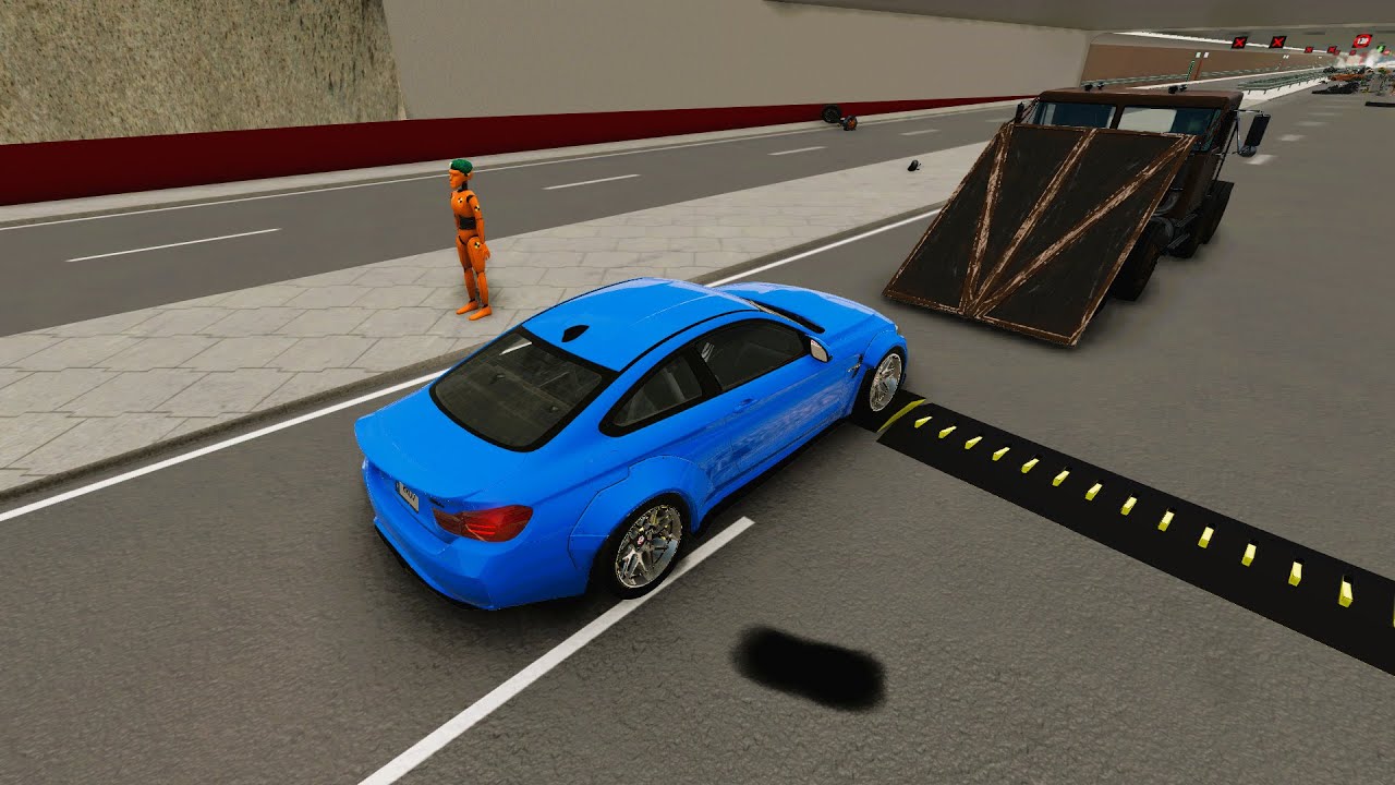 CARS vs GIANT SPIKE STRIP! - BeamNG.drive Car Crashes