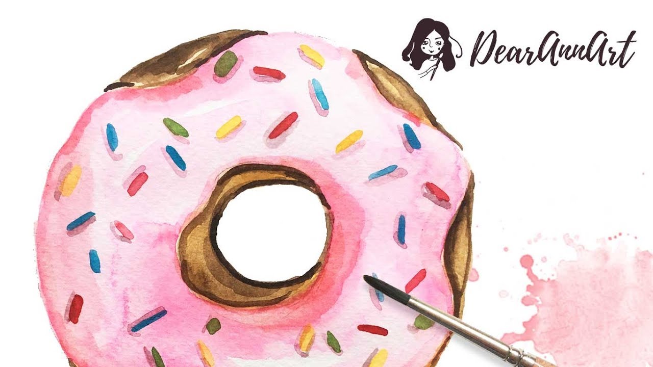 How to paint yummy DONUT with WATERCOLOR