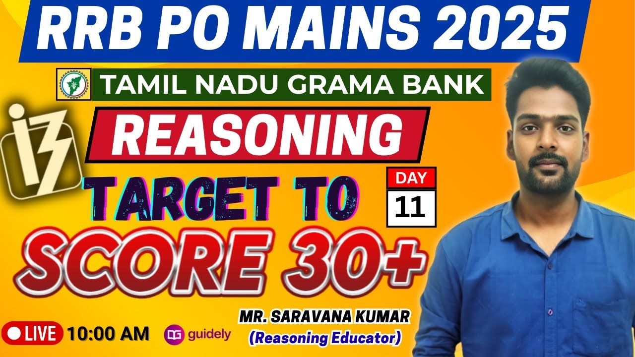 🎯RRB PO MAINS REASONING MOST EXPECTED QUESTIONS | DAY-11 | REASONING BY Mr.SK SIR 