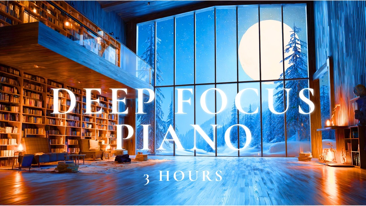 Moonlit Library - Deep Focus Piano Music for Study & Work (3 Hours)