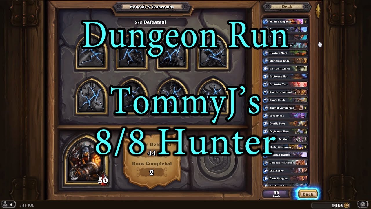 Hearthstone: Kobolds and Catacombs Hunter 8/8 Dungeon Run