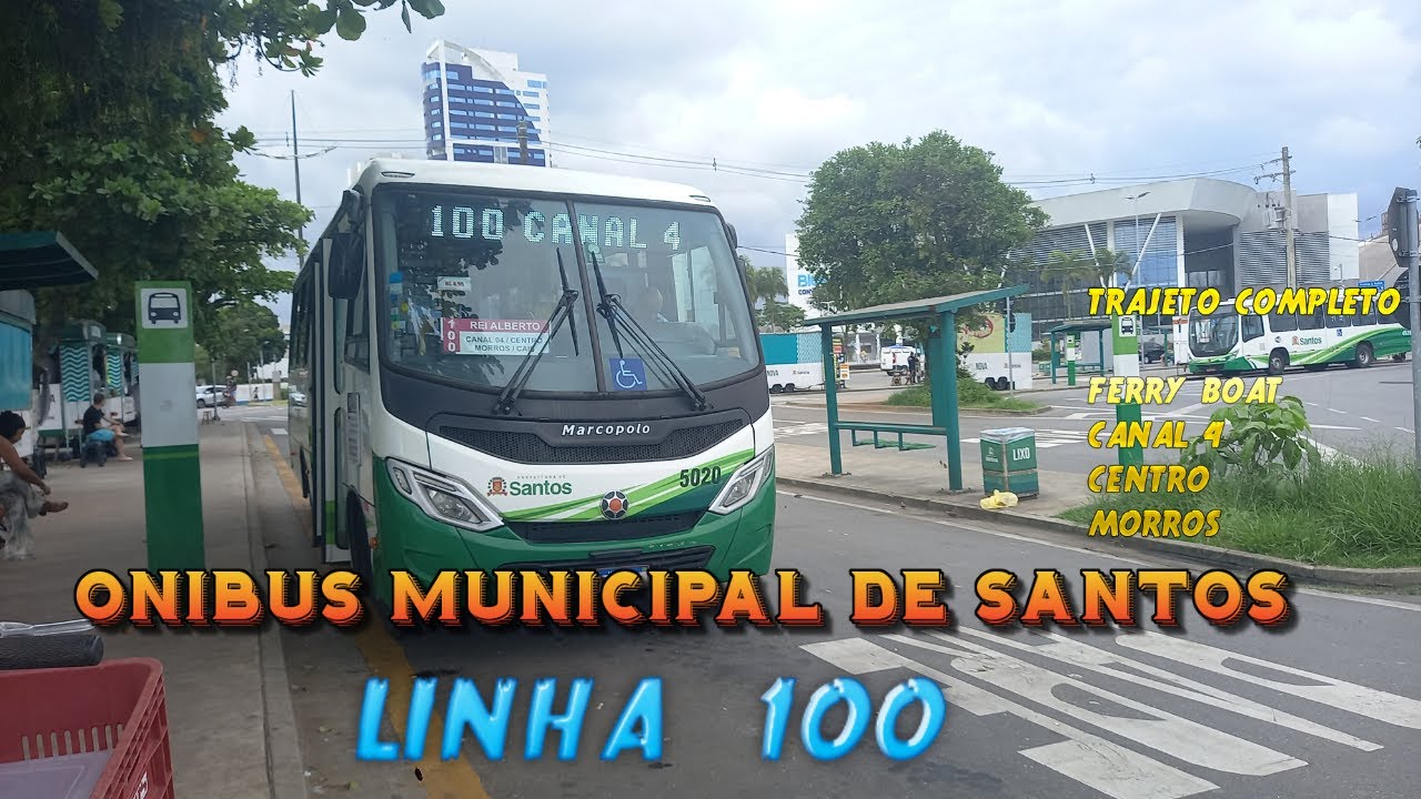 ONIBUS MUNICIPAL DE SANTOS SP LINHA 100  ACOMPANHE O TRAJETO COMPLETO #onibus #movimentação#santossp