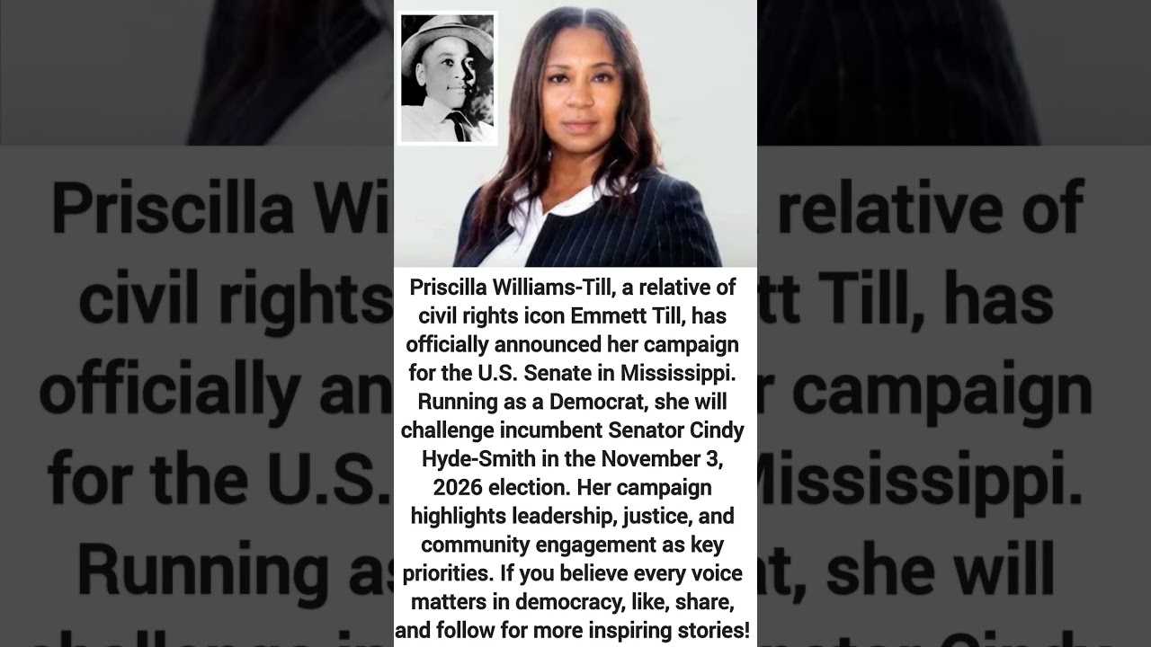 Priscilla Williams-Till Announces Historic U.S. Senate Run in Mississippi #shorts #shortvideo #viral