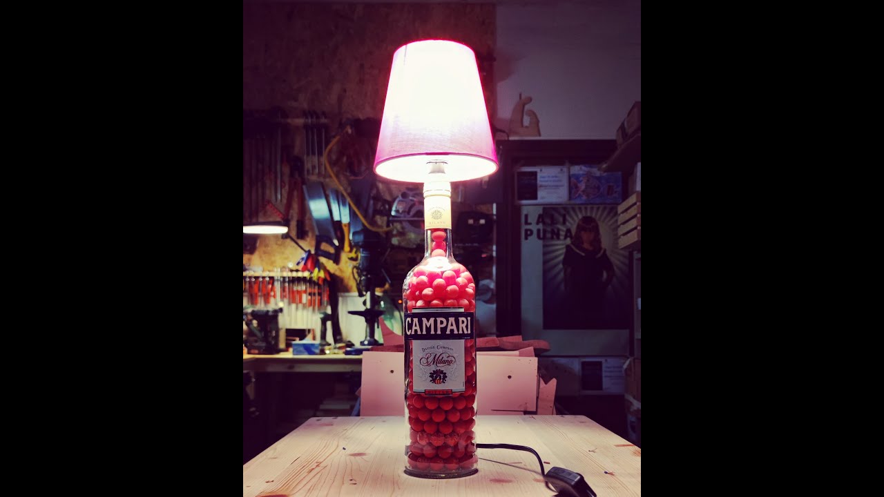 Costruire una lampada con bottiglia di Campari. Bottle lamp diy #abatjour #campari #lamp