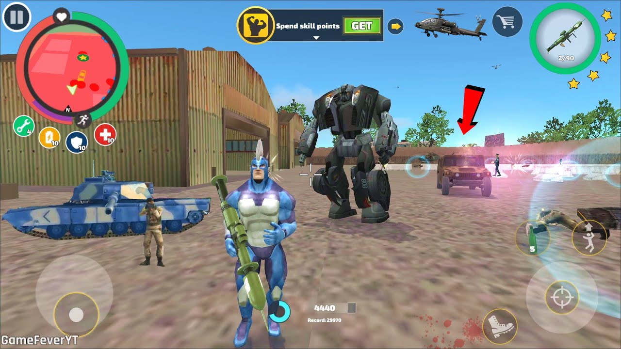 Rope Hero: Vice Town (Rope Hero Enter Army Base with Army Jeep) Russian Army - Android Gameplay HD