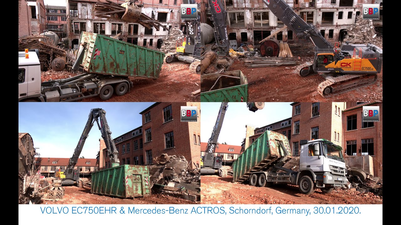 VOLVO EC750EHR L&auml;dt Eisentr&auml;ger in Container, Schorndorf, Germany, 2020.