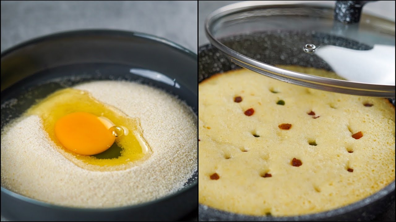 1 EGG SEMOLINA CAKE RECIPE IN FRY PAN | WITHOUT OVEN | SUJI CAKE RECIPE WITH ONE EGG | N'OVEN