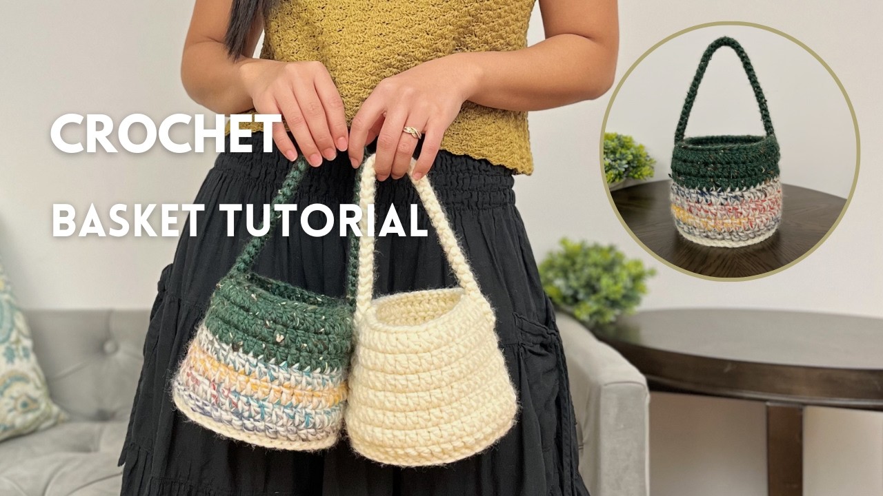 Простая вязаная крючком корзинка с ремешком 🧶 Превратите её в сумку (подходит для начинающих)