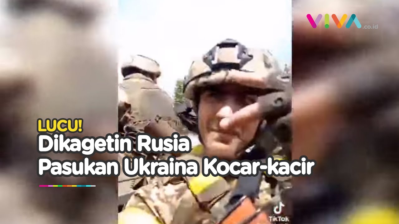 Panik! Momen Kocak Prajurit Ukraina Kabur Naik Kendaraan Tempur
