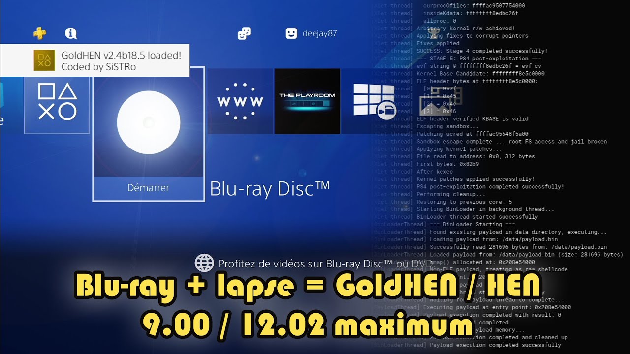 PS4 Jailbreak - GEZINE BD-JB (blu-ray BD-RE / BD-R) - 9.00 à 12.02 - GoldHEN / HEN VTX - OFFLINE