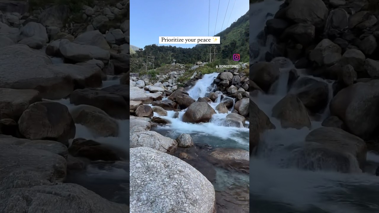 Prioritize your peace ✌🏻 #himanchalpradesh #waterfall #karerivillage #ridingstorms #peace #mountain
