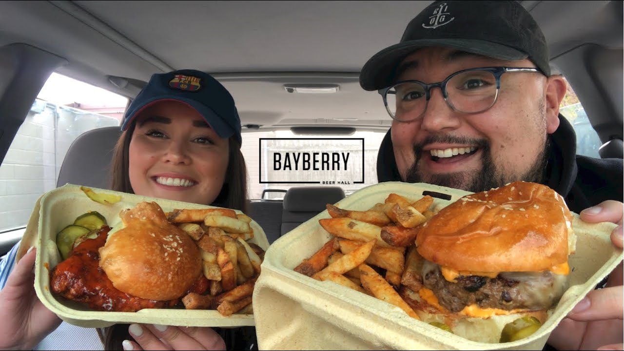 HOT Chicken Sandwich 🐓🔥 Grass Fed Burger 🍔 Bayberry Beer Hall in Providence, RI