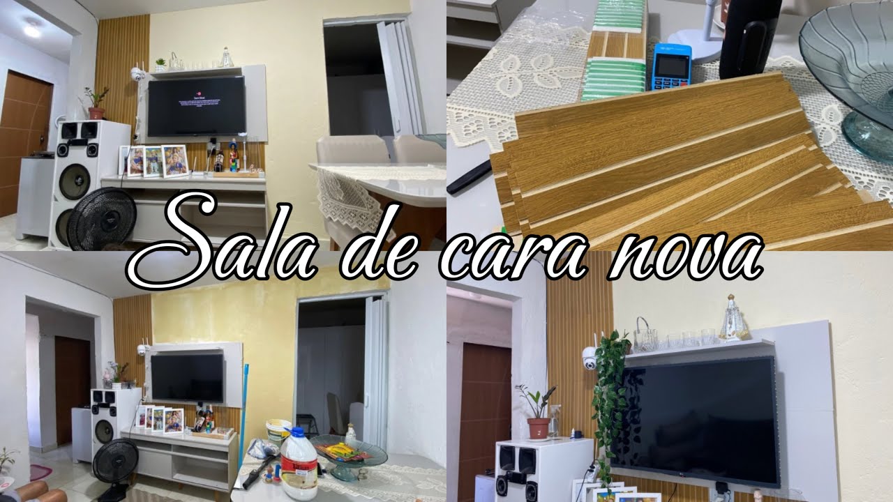 DECORANDO MINHA SALA GASTANDO POUCO ￼COM COISAS DA Shopee PAINEL RIPADO BEM BARATINHO ￼￼