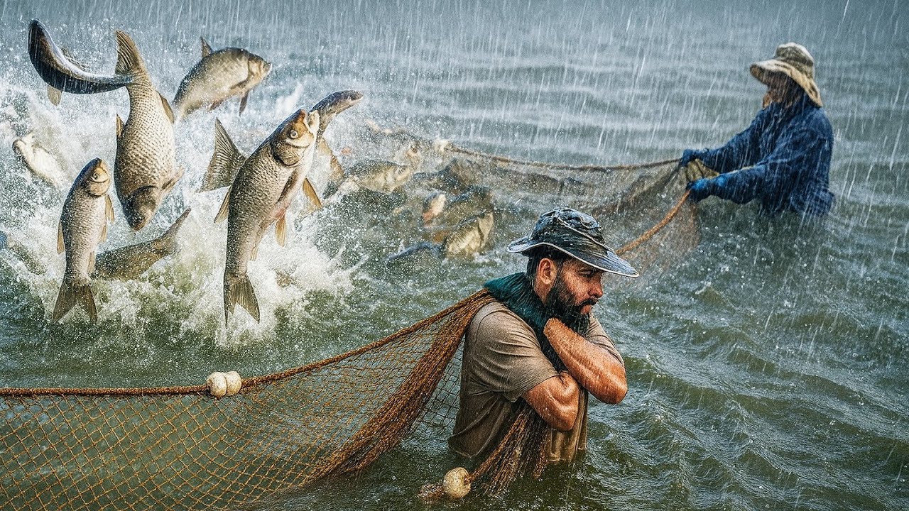 Battle of Fishermen in Rain and Waves | Incredible Bonefish Catch