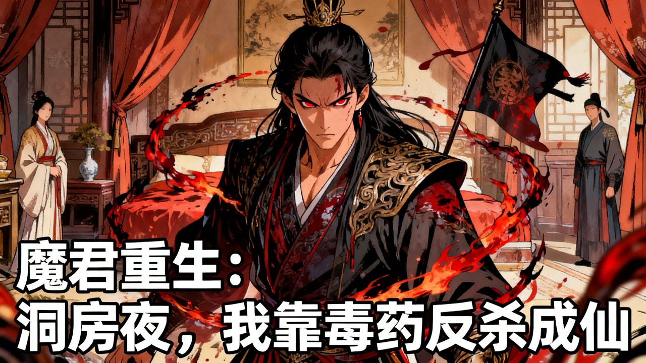 《魔君重生：洞房夜，我靠毒藥反殺成仙》仙界第一魔尊重生廢柴新郎體內，剛睜眼就發現身中劇毒，不料本命魔旗自動吞噬毒素，修爲暴漲，毒殺我的同門全嚇尿了。#历史#玄幻#小说