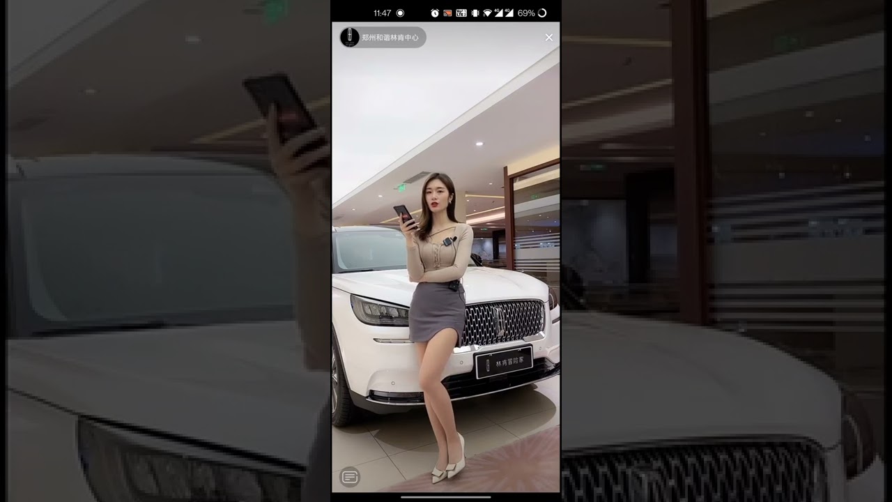 林肯汽车 安琪 肉丝 白跟 高叉短裙 Tiktok automodel juicy thighs with stockings Lincoln hostess Angel 6