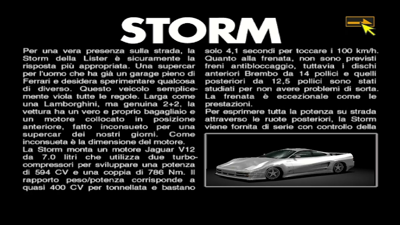statistiche della lister storrm  su gran turismo 2