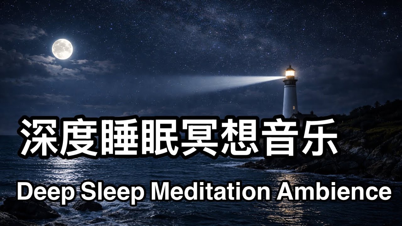 海边夜晚的灯塔｜3小时海浪声助眠与冥想 | Lighthouse by the Night Sea | 3 Hours Ocean Waves for Sleep & Relaxation