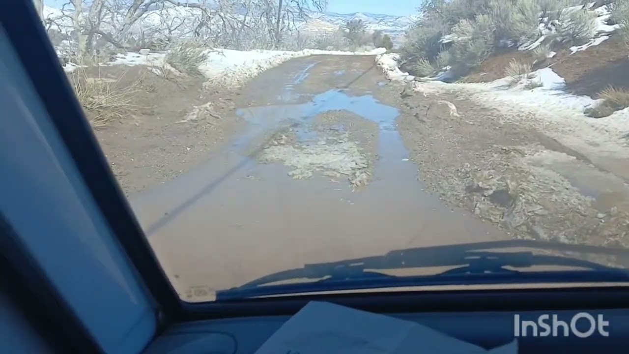  The mess the snow makes of the dirt roads 