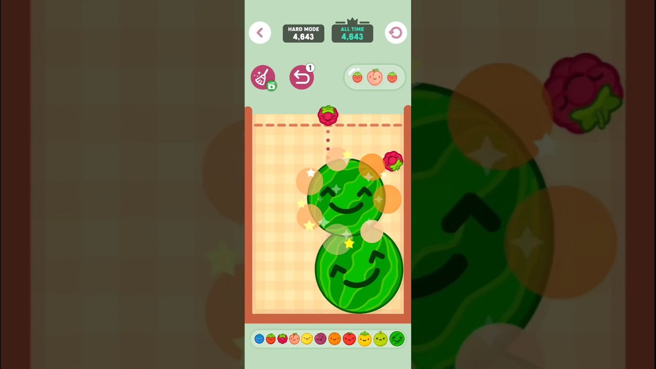 2 watermelons 🤩Fruit merge game #shorts #fruitmerge #offlinegames