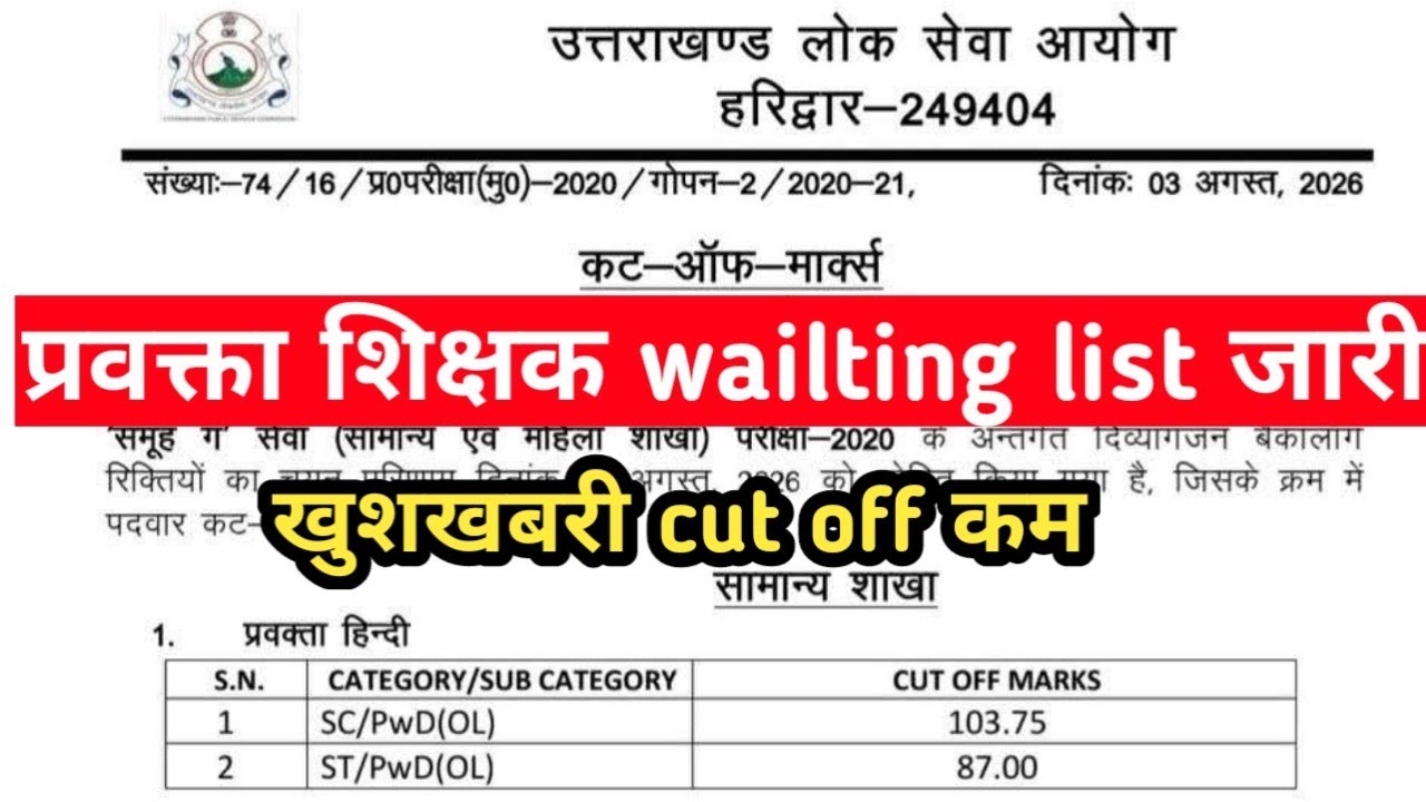 UKPSC Lecturer Recruitment Result: Good News! Check Out the Waiting List and Lower Cut-off Marks