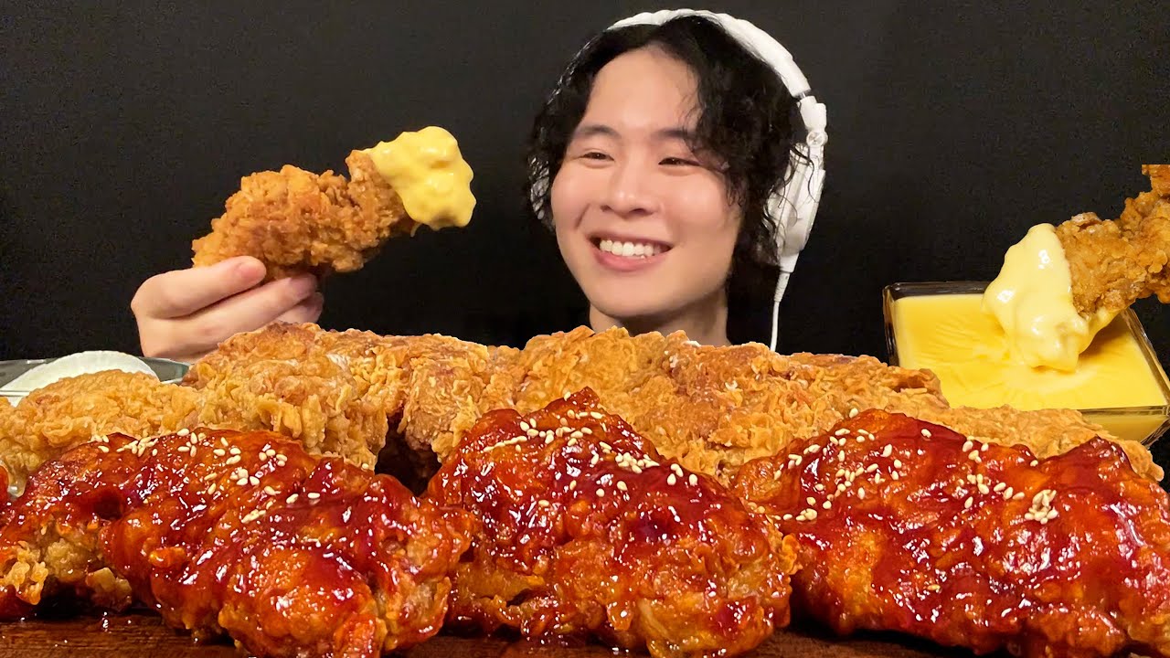 ASMR Pepper fried chicken and sweet and spicy chicken‼️【eating sound/mukbang】