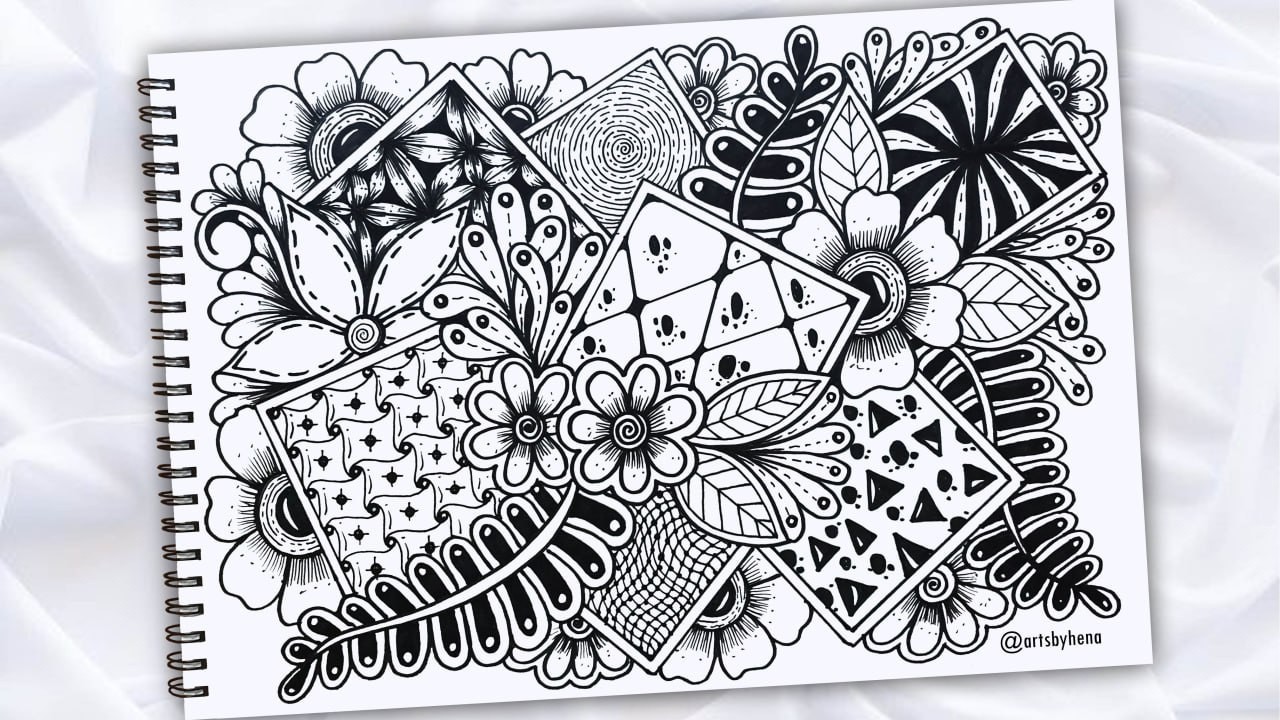 How To Draw Floral Zentangle With Zentangle Patterns For Beginners