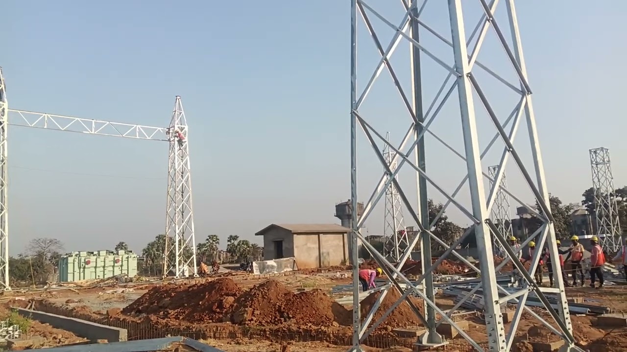 Gride substation BT6 tower gauntry connected work isprakar jugar manpower se jor laga kar kiya jata 