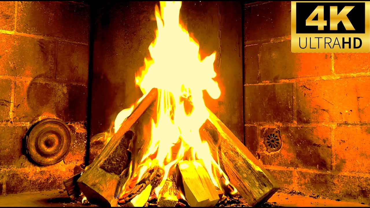 Feu de chemin&eacute;e / Warm Fireplace - 4K ULTRA HD  4 hours / 4 heures